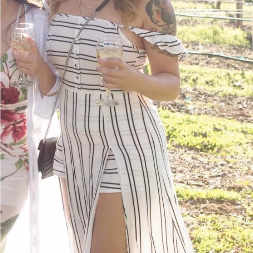 Striped Off-Shoulder Dress